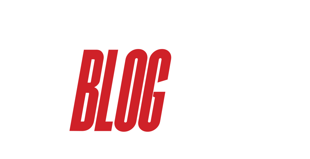 Blog page title in bold red text